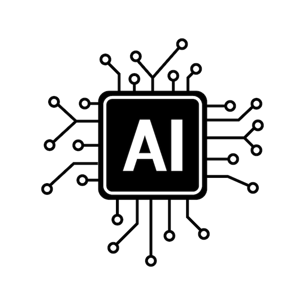 Vector ai chipset icon artificial intelligence processor circuit smart asisstant machine learning