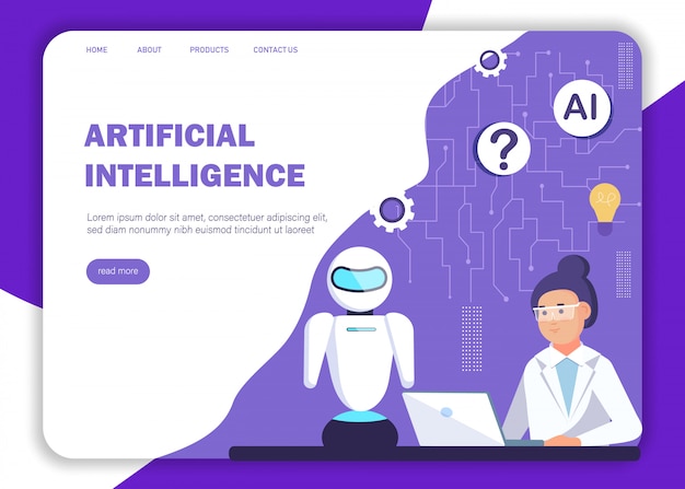 Ai concept. artificial intelligence landing page template