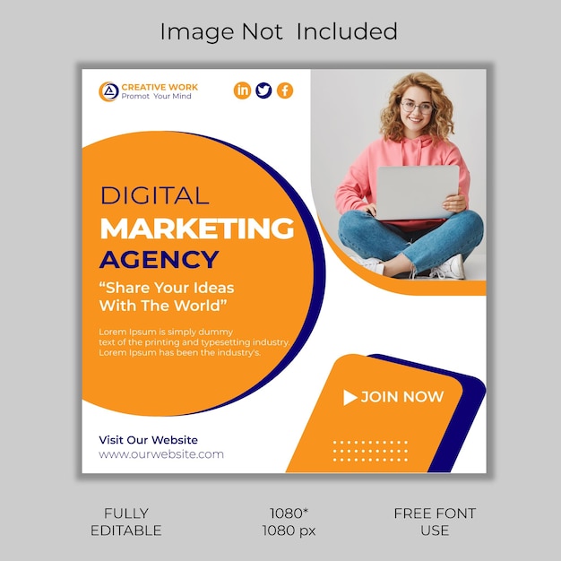 Ai digital marketing agency social media post template