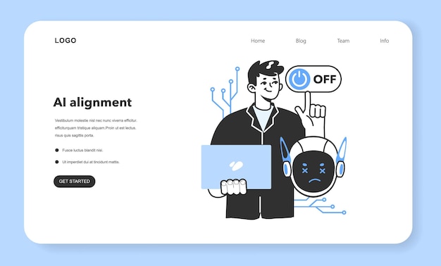 Ai ethics web banner or landing page artificial intelligence alignment