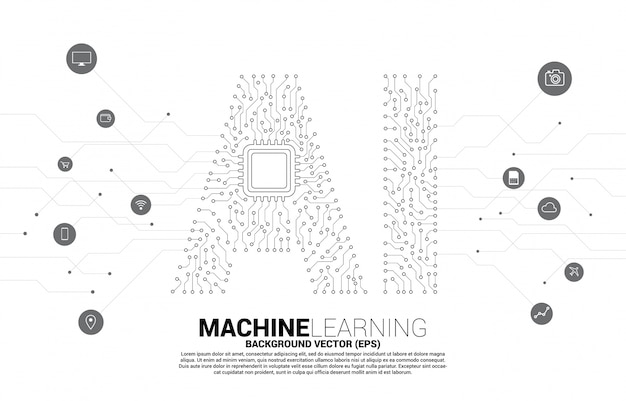 AI from circuit line graphic with CPU