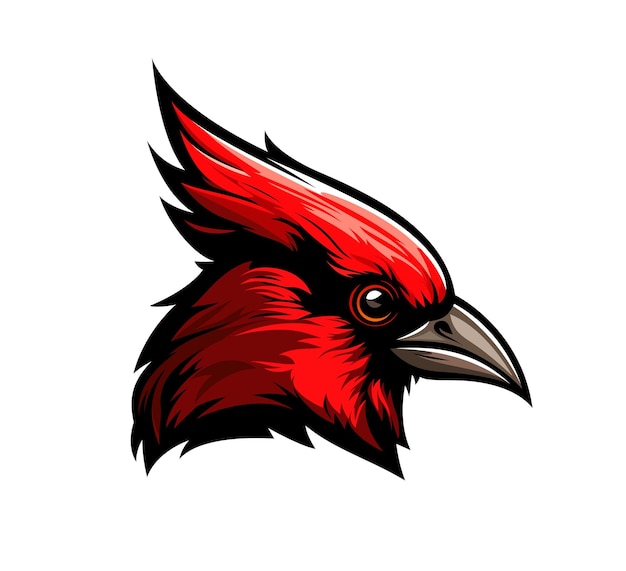 AI generated cardinal bird mascot redbird head vector symbol for sport team club or league emblem Angry red bird cardinal with aggressive face AI generated mascot for soccer rugby or football team