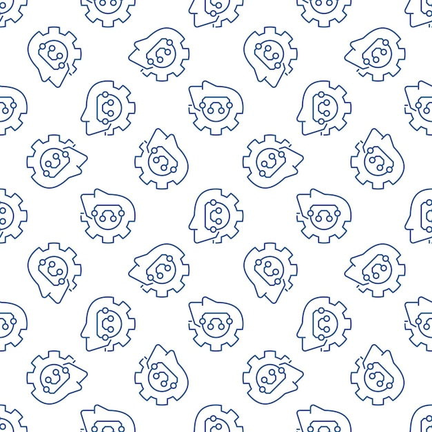 AI Head with Gear vector concept linear seamless pattern