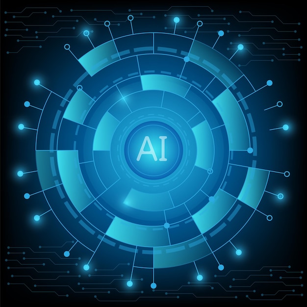 AI HUD control from center concept vector for technology and finance concept and education