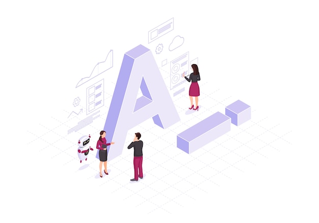 AI isometric color vector illustration