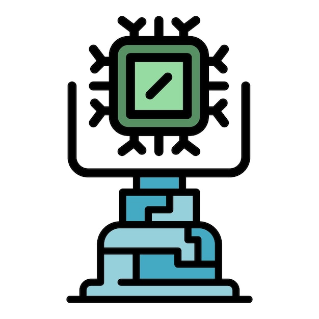 Ai learning machine icon Outline ai learning machine vector icon color flat isolated