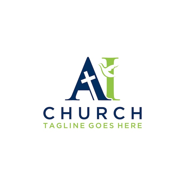 AI letter Christian or church logo design