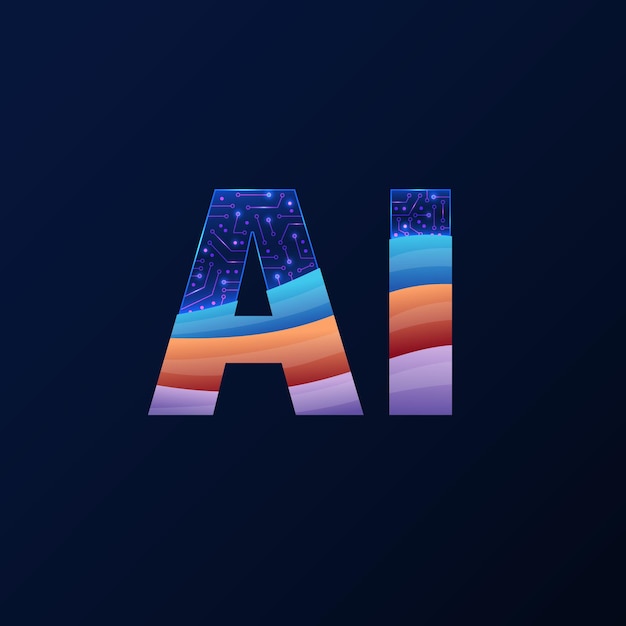 Vector ai logo isolated on dark background the concept of artificial intelligence