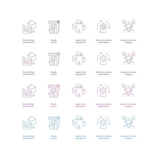 AI Powered Manufacturing Icons Innovate with Generative Vector Design Set