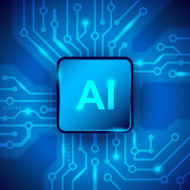 AI processor chip, artificial intelligence concept, vector illustration