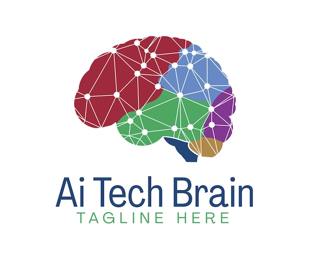 Ai tech brain logo vector