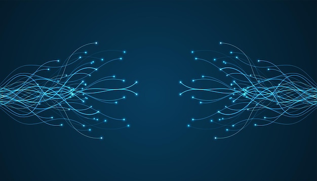 Vector ai technology concept of artificial intelligence blue and dots lines