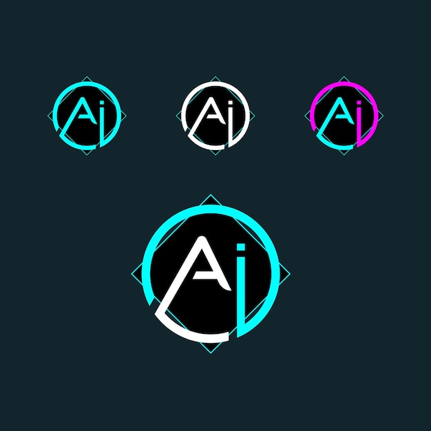 AI trendy letter logo design with circle