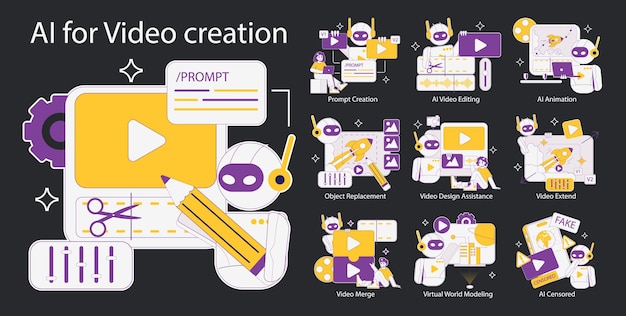 Ai for video creation illustration innovative tools for content creation featuring editing animation