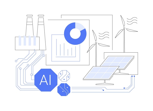 Vector aibased renewable energy forecasting abstract concept vector illustration