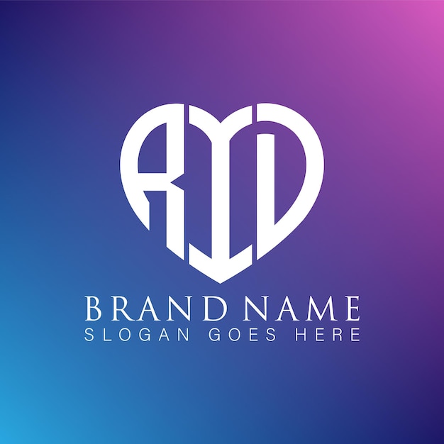 AID Unique abstract geometric monogram love shape vector logo design