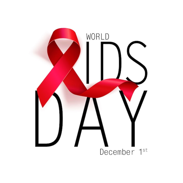 Aids Awareness World Aids Day concept Red Ribbon Vector illustration EPS10