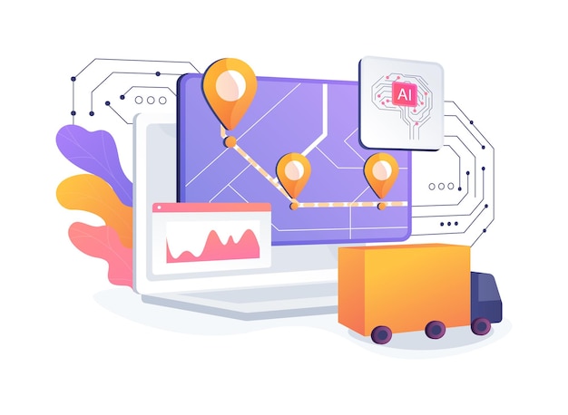 Vector aienhanced transportation management abstract concept vector illustration