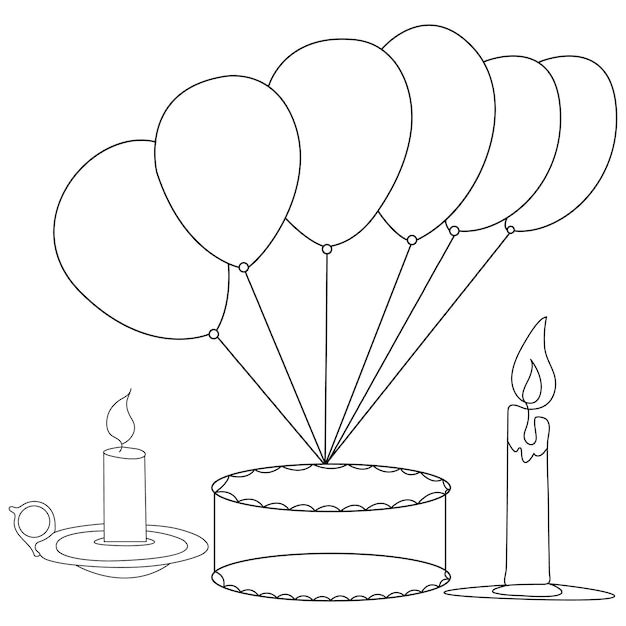 Air balloon continuous one line art drawing