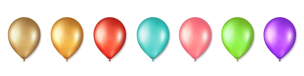 Air balloons colored set. Birthday balloons for celebration, party, and wedding. Celebrate Anniversary. Vector