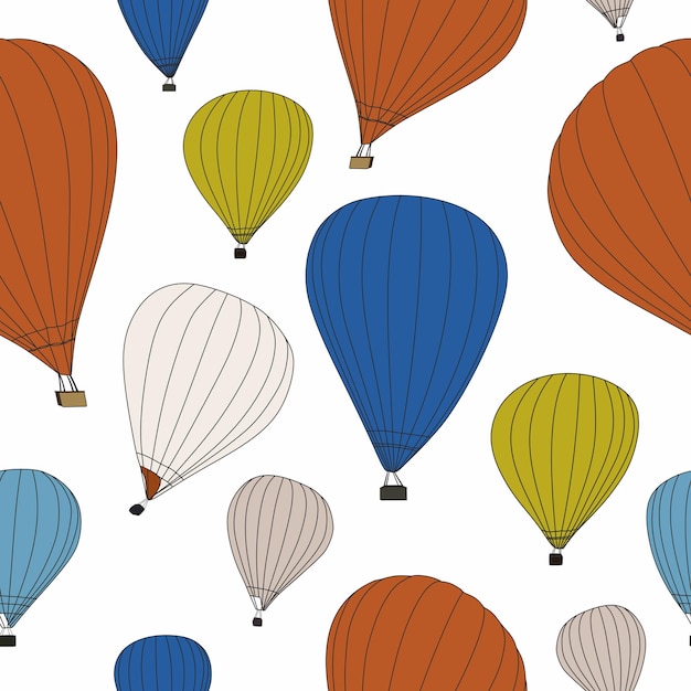 Air balloons seamless pattern White background