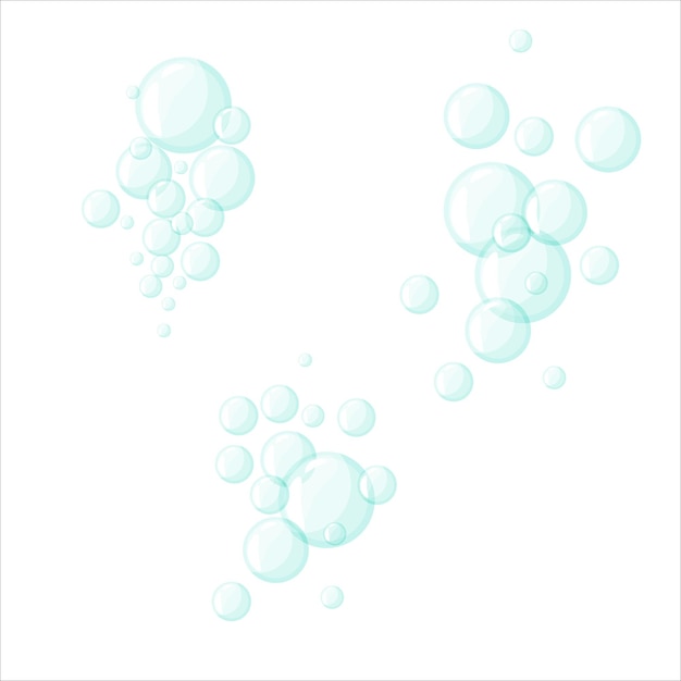 Air Bubbles Balloons in the water Soap Bubbles of different sizes Vector illustration isolated on white background