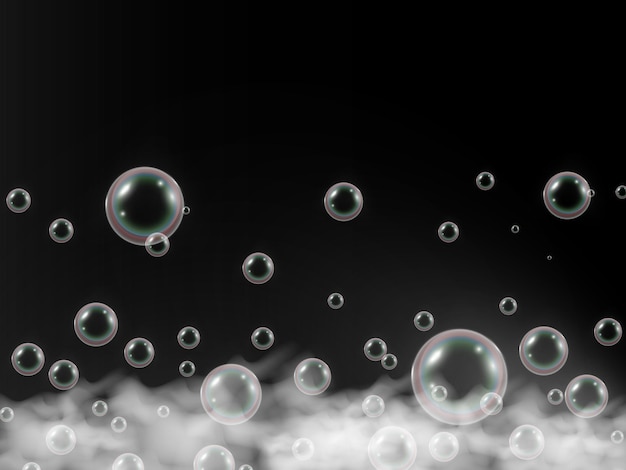 Air bubbles on a transparent background. Foam illustration with bulbs.