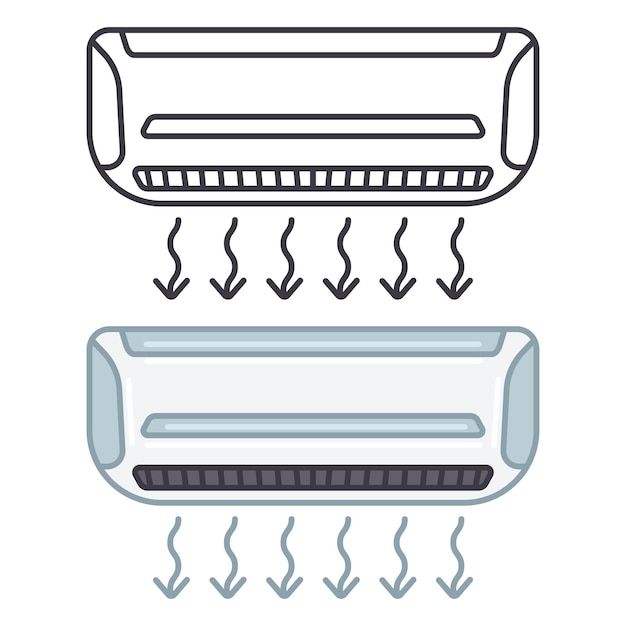 Air conditioner vector icons set isolated on a transparent background