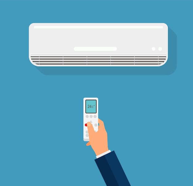 Air conditioner vector illustration isolated on background Air conditioning appliances collection