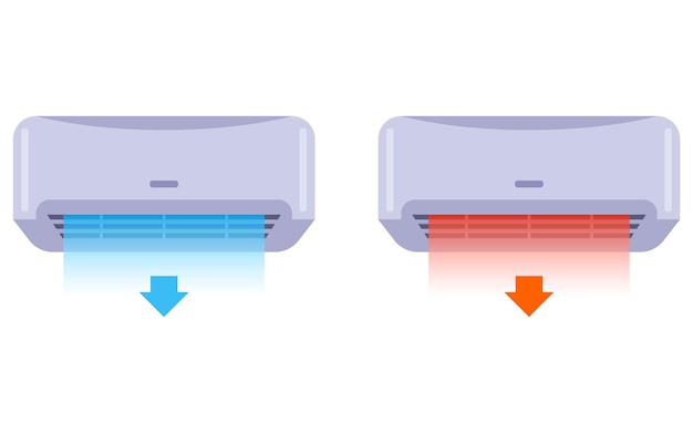 Air conditioning and a flow of cold or warm air air cooling