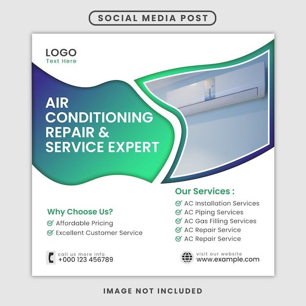 Air Conditioning Repair Service Expert social media post or squire banner Premium EPS