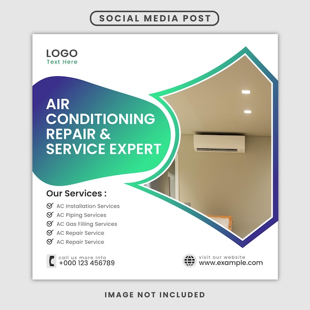 Air Conditioning Repair  Service Expert social media post or squire banner Premium EPS