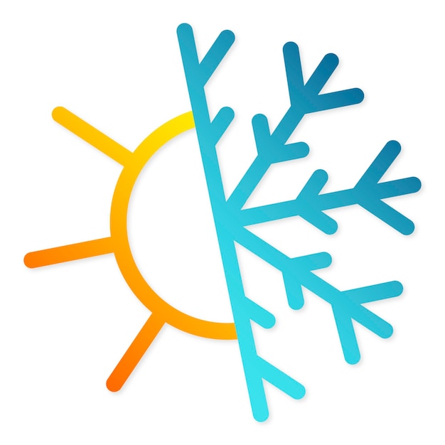 Air conditioning snowflake and sun silhouette