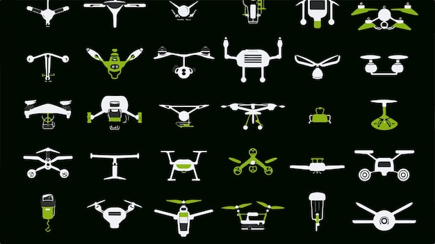 Air Drone and Quadcopter Tool Icons Set