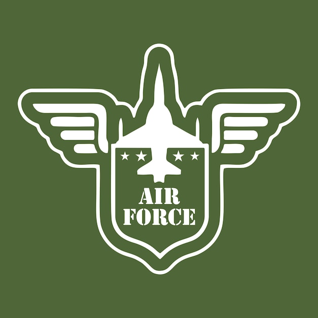 Air Force logo with wings, shields and stars. Military badges.