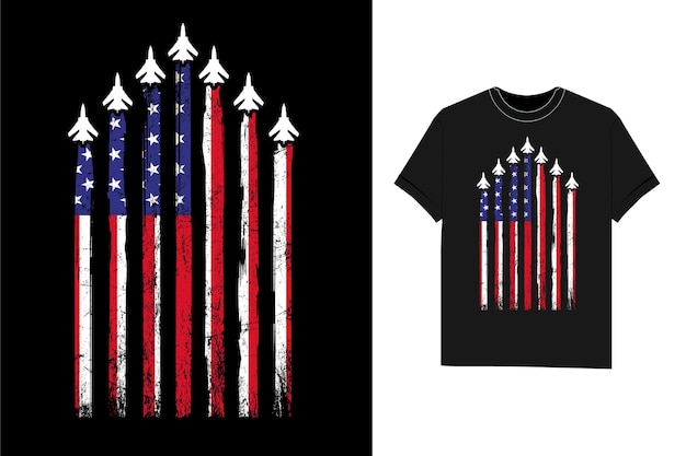 Air Force US Veterans 4th of July American Flag T-Shirt vector design