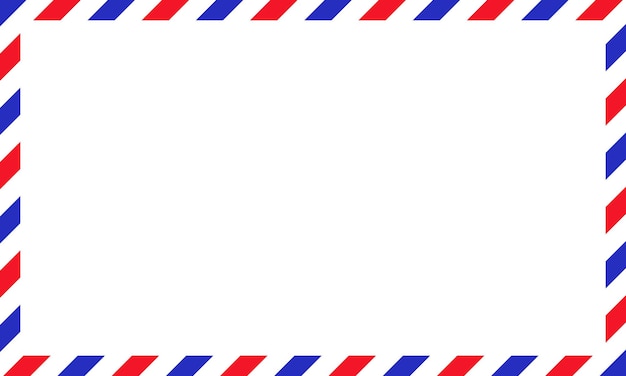 Air mail letter Post stamp Airmail frame postcard Blue red stripes pattern Mockup template envelope Vector illustration