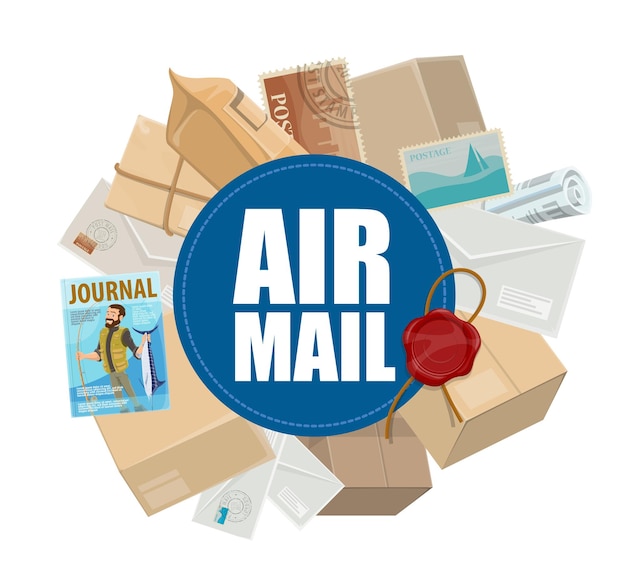 Air mail letters and parcels in vector