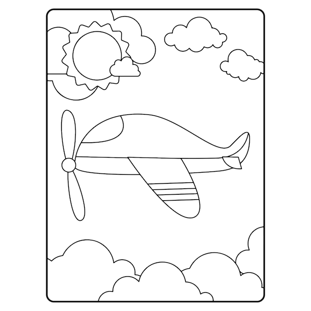 Air Plane Coloring Pages For Kids Premium Vector