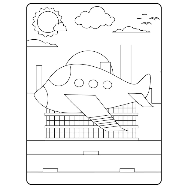 Air Plane Coloring Pages For Kids Premium Vector