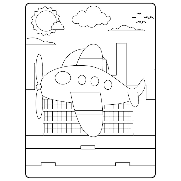 Air Plane Coloring Pages For Kids Premium Vector