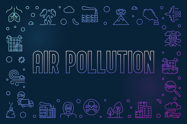 Air Pollution colored horizontal Frame vector concept illustration