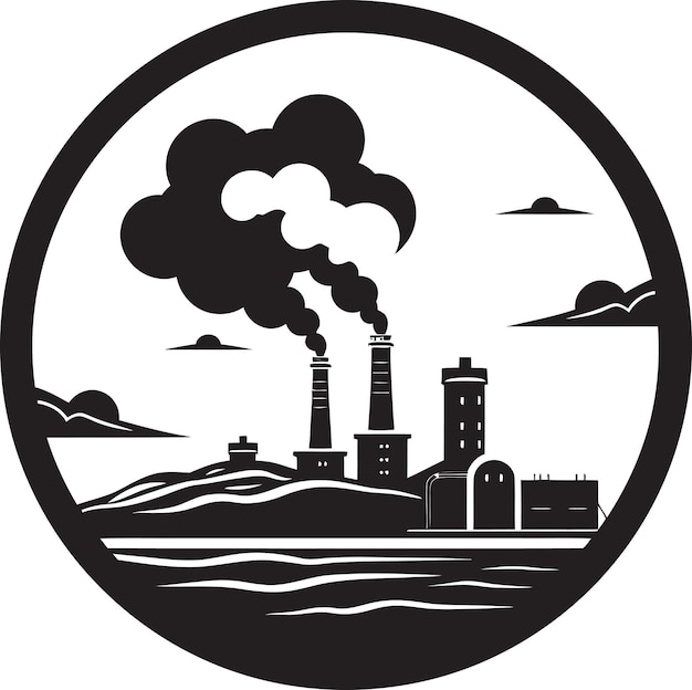 Vector air purity emblem iconic emblem for smoke stack industry ecoemission logo design for smoke stack in