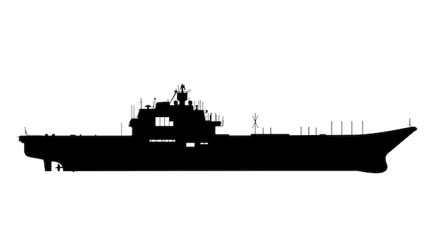 Aircraft carrier Warship Vessel Silhouette, Military Seagoing Airbase Army Capital ship