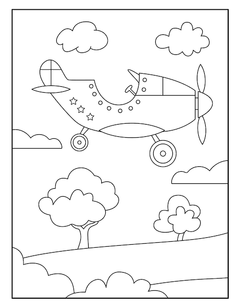 Aircraft coloring page for kids