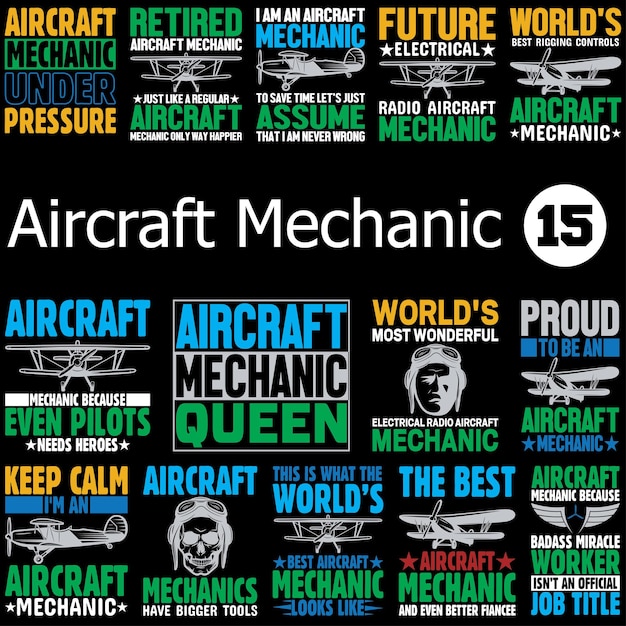 Aircraft Mechanic TShirt Bundle Design