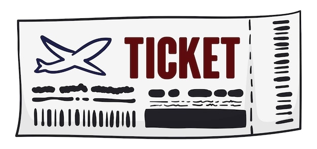 Airline ticket ready to travel in cartoon style