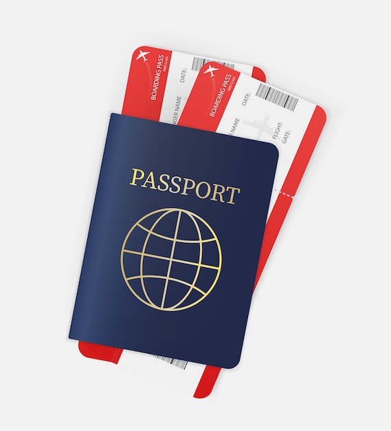 Airline tickets, great  for any purposes. Hands with passport and airline tickets.  illustration.