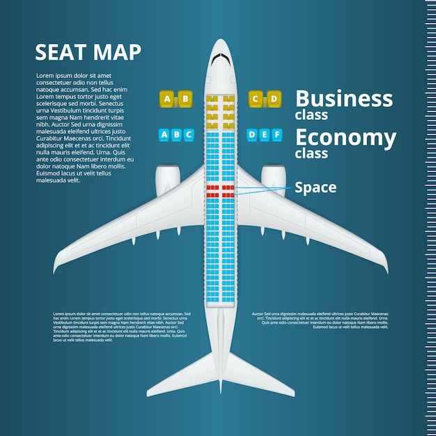 Airplane Business Or Economy Class Seat Map Template