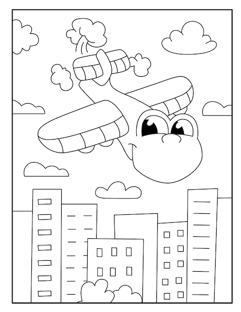 Airplane coloring pages for kids